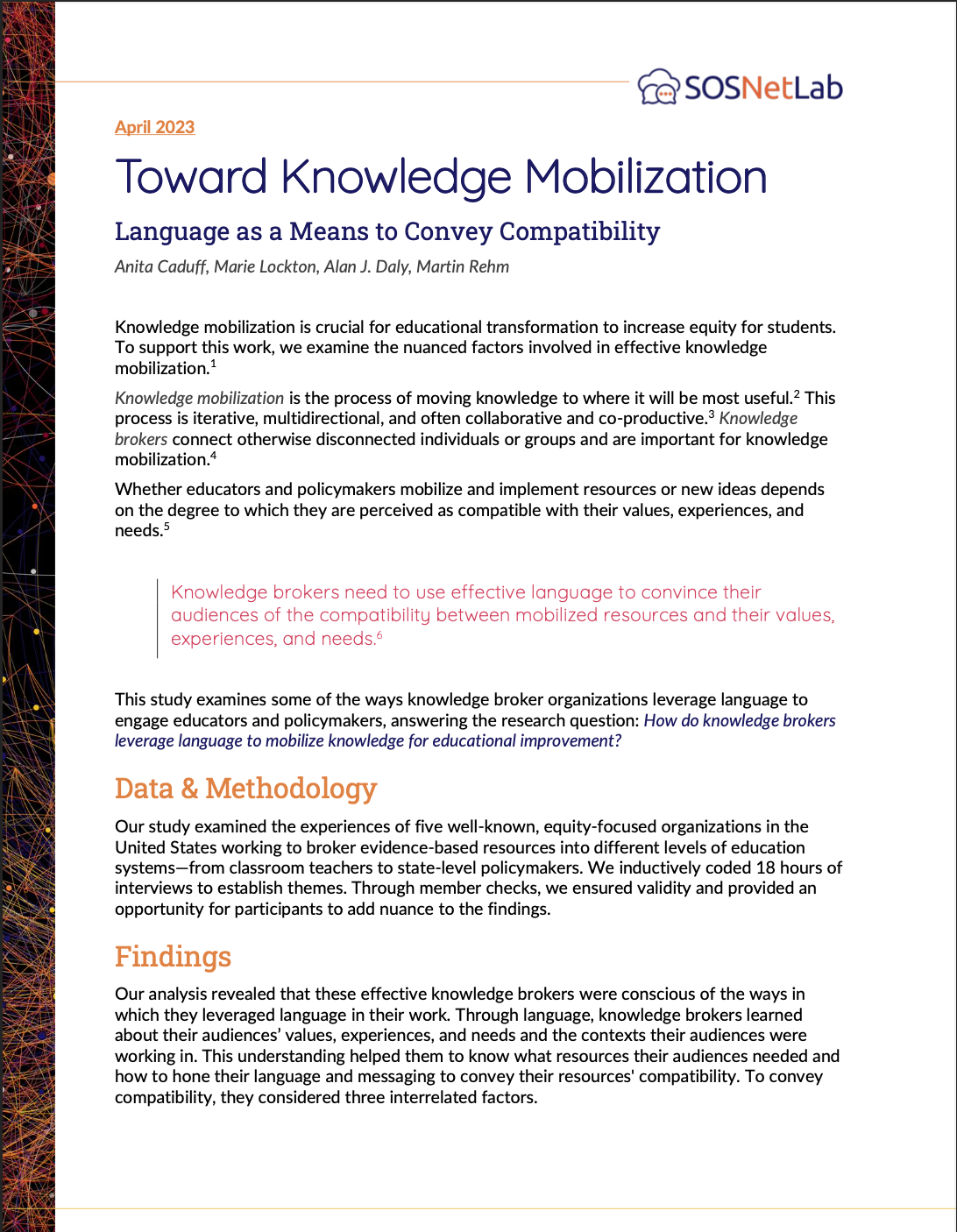 Toward Knowledge Mobilization: Language as a Means to Convey Compatibility