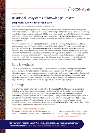 Relational Ecosystems of Knowledge Brokers Support for Knowledge Mobilization